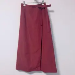 値下げ！【新品未使用】MIIA ラップスカート ロングスカート スエード 赤