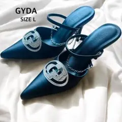 極美品 GYDA ジェイダ 3way GDビジュー ポインテッドミュール 黒 Lのサムネイル
