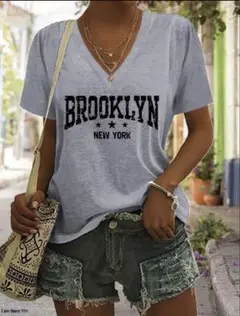 新品　BROOKLYN NEW YORK VネックTシャツ　大きいサイズ