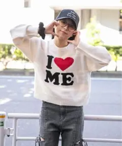 I ♡ME ニットセーター 長袖 ホワイト