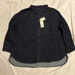 UNIQLO ユニクロ ネイビー ダークブルー デニム ボタンシャツ 3XL