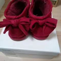 キッズムートンブーツ　赤いリボン付き　19cm