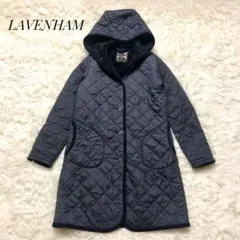 ラベンハム　ボアキルティングコート　ネイビー　フード　ブランドン