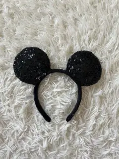 ミッキーカチューシャ 黒 スパンコール