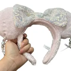 ディズニー　カチューシャ　イヤリング ミニー もこもこ