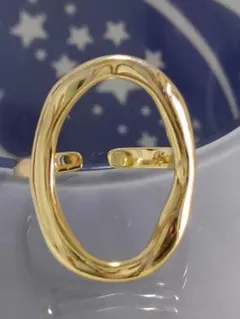 ○4488#0210　S925ワイドオーバルオープンリング/カラーゴールド818