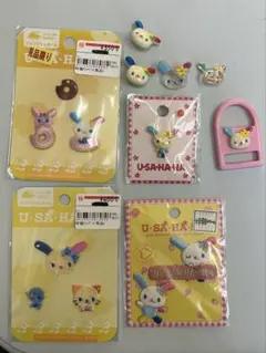 【激レア】平成レトロ サンリオ ウサハナ 手芸材料 ワッペン ボタン セット