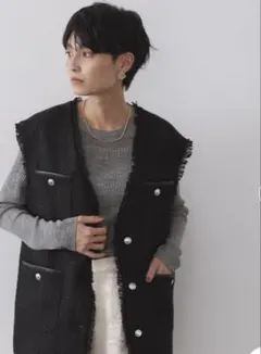 オペークドットクリップ　ツイードジレ　セレモニー　新品未使用　タグ付き　M 38