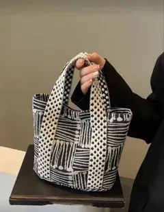 トートバッグ 北欧風 モノトーン キャンバス素材 サブバッグ ランチバッグ