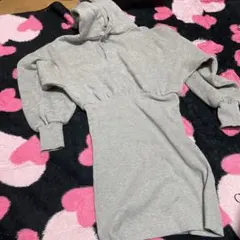 グレー フード付きミニワンピース F グレイル