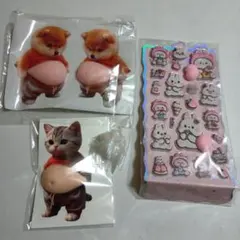 ☓　お腹　ぽっこり　ぷにぷに　ステッカー　猫　柴犬　おしりシール　うさぎ　兎