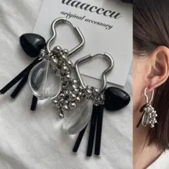 ▫︎▪︎952024▪︎▫︎silver♡×ブラックピアス/aaacccu