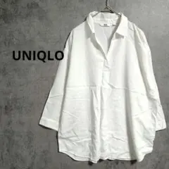 ユニクロ　チュニックシャツ　七分袖　Vネックシャツ　カジュアル