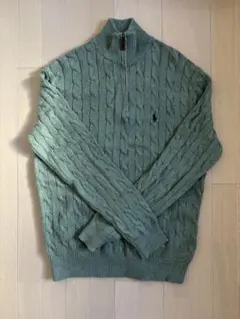 Polo By Ralph Lauren グリーン ケーブルニット ハーフジップ