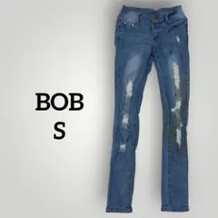 BOB （S）スキニーデニム ライトブルー ダメージ加工