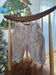 韓国子ども服　ベージュ ドット柄 パンツ