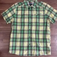 ⑬ THE NORTH FACE　半袖　チェックシャツ　チェック　シャツ　緑