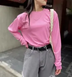 【Printstar】メッシュドライロングスリーブTシャツ UVカット　ピンク