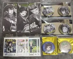 ツイステ　箔押し缶バッジ、ランダムカード　マレウス、リリア、シルバー、セベク