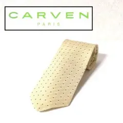 ★美品★ カルヴェン ネクタイ クリーム イエロー ドット 格子柄 ビジネスのサムネイル