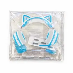 フクヤ ゲーミングヘッドホン アクリル缶バッジスタンド 白×水色