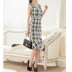 新品タグ付き dazzystoreチェック柄マーメイドドレス L