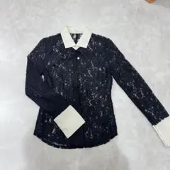 黒　レース　ブラウス