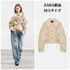 完売品 ZARA フリル付きクロップドトレンチコート M-Lサイズ新品タグ付き