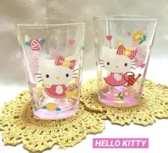 【当時物】レトロ　未使用品　ハローキティ ハート型グラス　限定品　ペア　希少