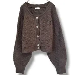 アースミュージックアンドエコロジー ニットカーディガン クルーネックＦ 茶色