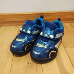 【美品】カーズライトニング・マックイーン スニーカー 光る靴16cm 青/緑/紫