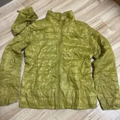 オリーブグリーン キルティングダウンジャケット 収納袋付き　レディースL