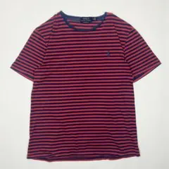 ポロ ラルフローレン ボーダー Tシャツ M ポニー 古着 Y2K 半袖 赤×紺