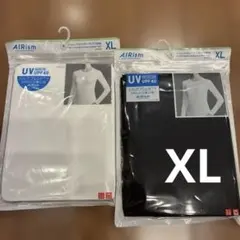 ユニクロエアリズム UVカットクルーネックT シルクブレンドXL 2枚　白＆黒