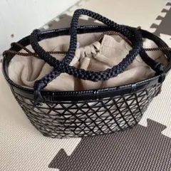 浴衣　籠バッグ 巾着付き ブラックのサムネイル