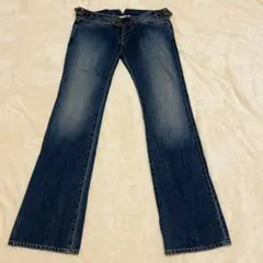 【美品】RICO リコ　ブーツカット　フレア　デニム　 青　ブルー　ボタン