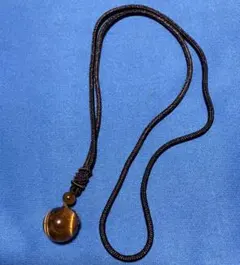 15mm タイガーアイ　編み込みロープ付きネックレス
