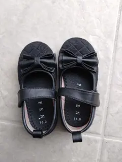 黒 リボン付き フォーマルシューズ 16.0