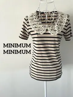 【MINIMUM MINIMUM】半袖Tシャツ　ボーダー　レース襟　2