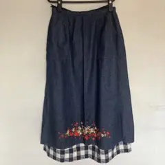 ピンクハウスチェリー柄スカート　チェリー刺繍デニム巻きスカートセットのサムネイル