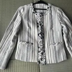 fayori ノーカラージャケット M ホワイト　ツイード　フォーマル