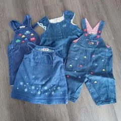 ミキハウス デニムオーバーオールセット