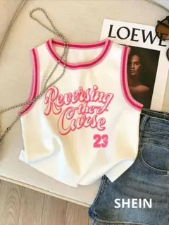 【サイズ11Y】SHEIN ロゴ ノースリーブ タンクトップ