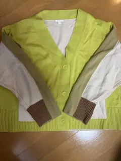 COS コス　カラーブロックカーディガン バイカラー　黄緑