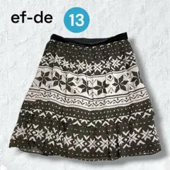 ef-de 総柄 フレアスカート 春夏 大人 可愛い 上品 茶 L 美品 高見え