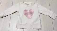 ハート型チェック柄トレーナー 80cm（綿100%）
