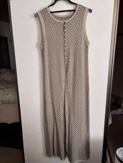 ノースリーブニットワンピース ダイヤモンド柄