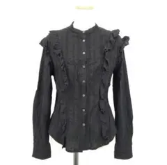 N/ローラアシュレイ レース フリル スタンドカラー シャツ 長袖 トップス 黒