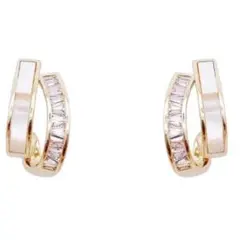 ダブルリングピアス スワロフスキーCZ採用♥