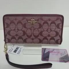 ハ*キ様 新品 COACH コーチ 長財布 シグネチャー ストラップ付き ボルド